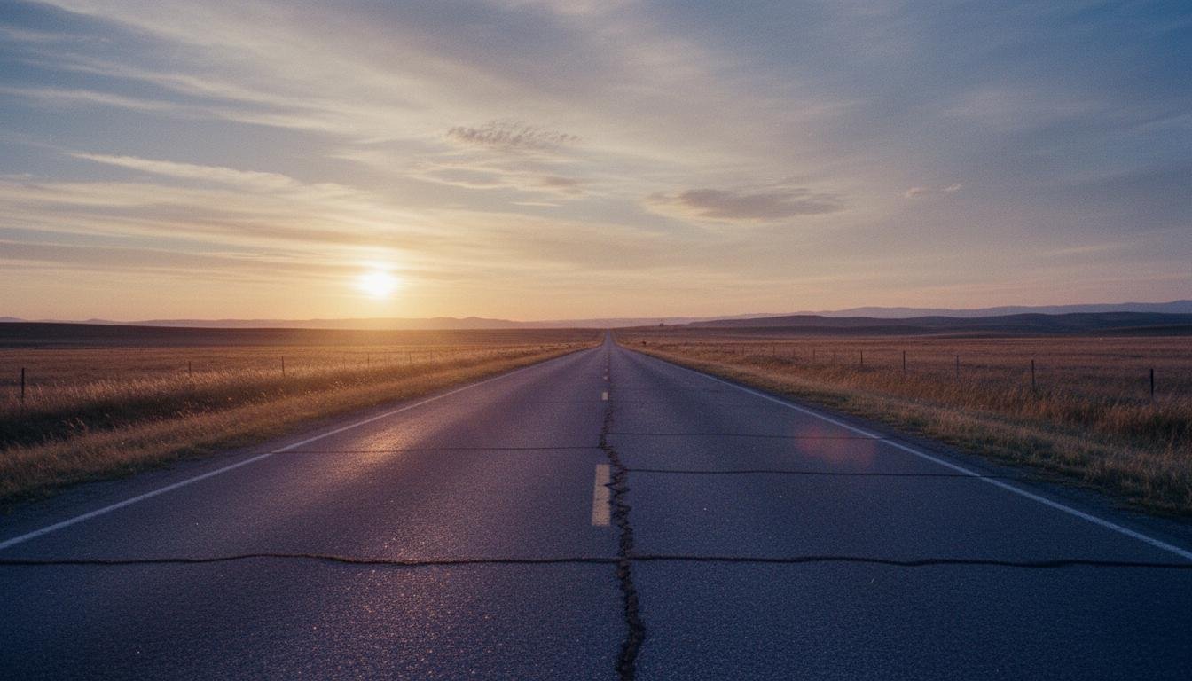 Open road at sunrise